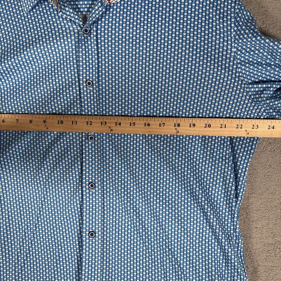 ButterCloth Mens Button Down Shirt Size XL Blue White Geometric‎ Flipcuff Preppy - Picture 7 of 13